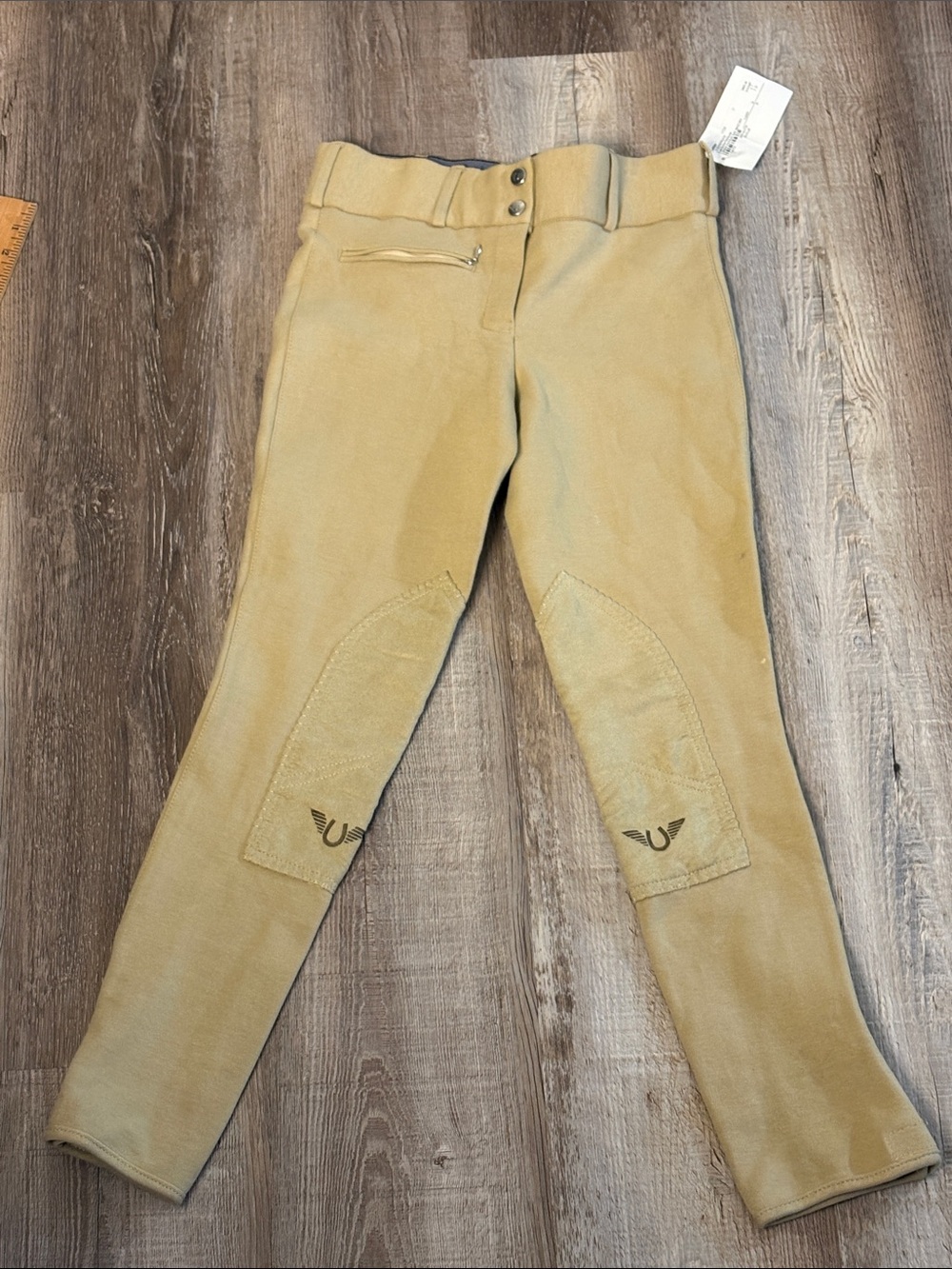 Tuffrider Women's Tan Equestrian Breeches with Knee Patches